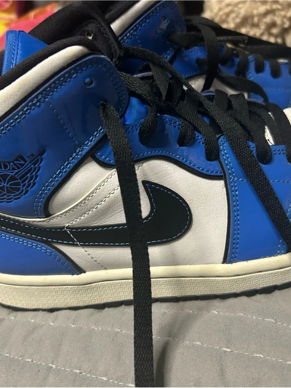 Jordan Men’s High-Top Basketball Sneakers in Blue, White & Black